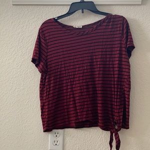 Olivia Rae Maroon Short Sleeve Crop Top with Knot